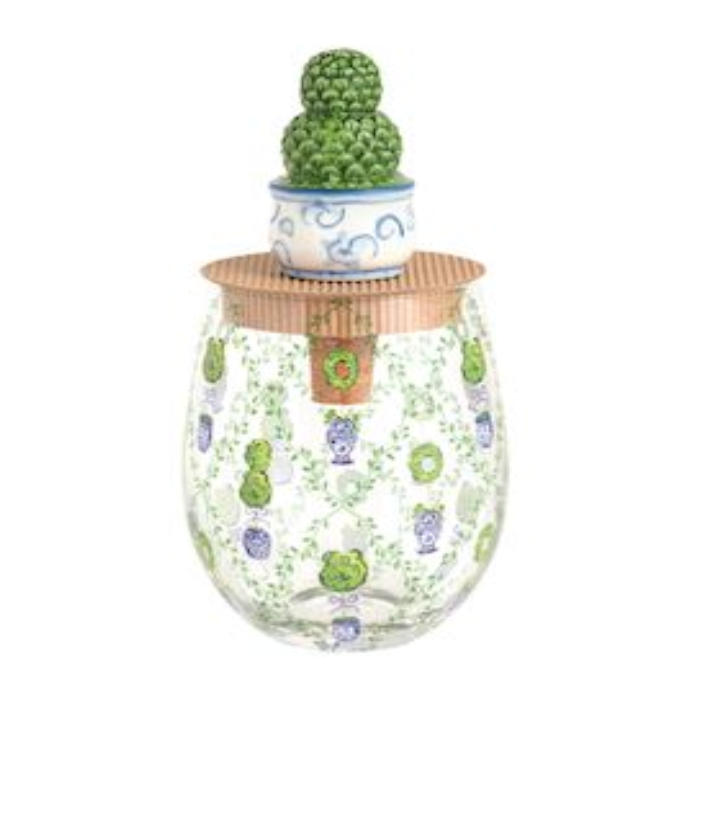 Topiary Wine Glass & Stopper Set