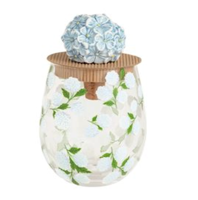 Hydrangea Wine Glass & Stopper Set