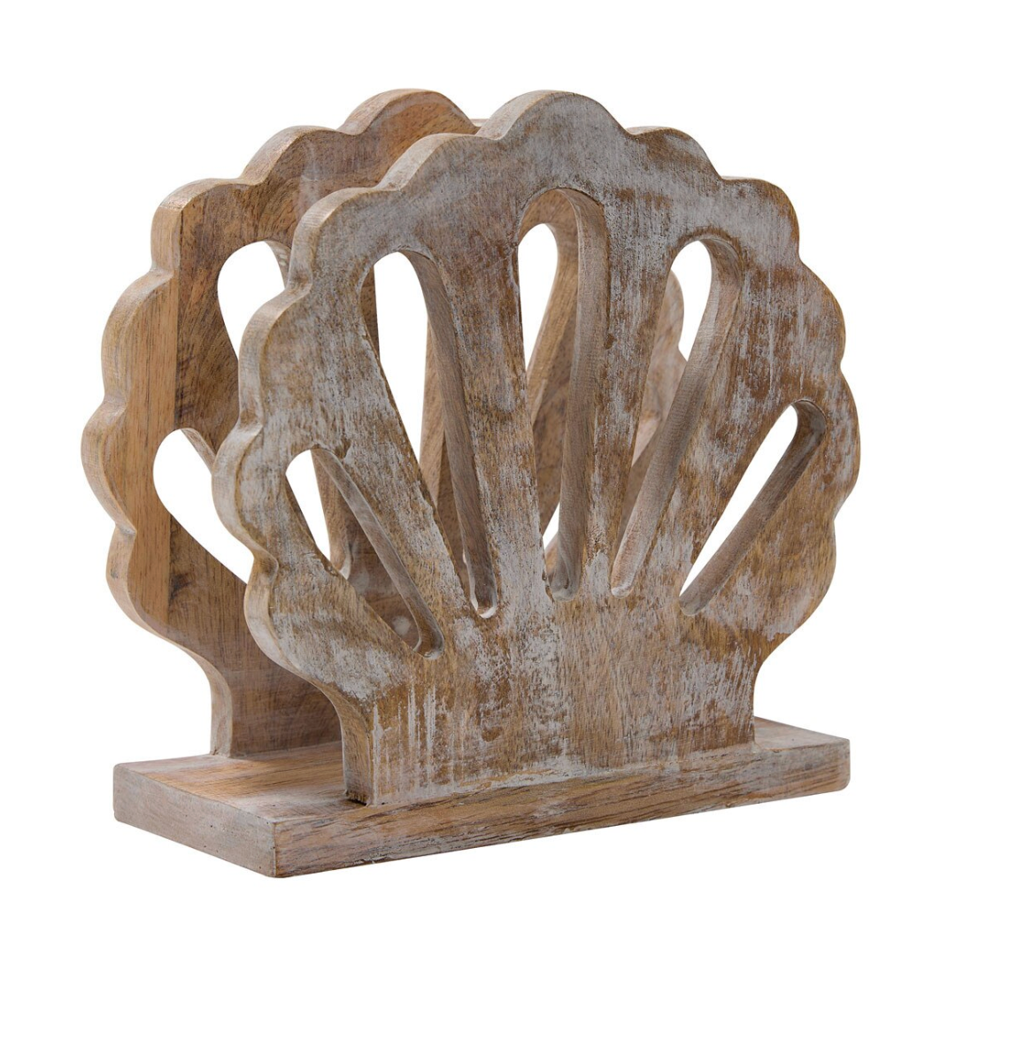 SCALLOP SHELL WOODN APKIN HOLDER