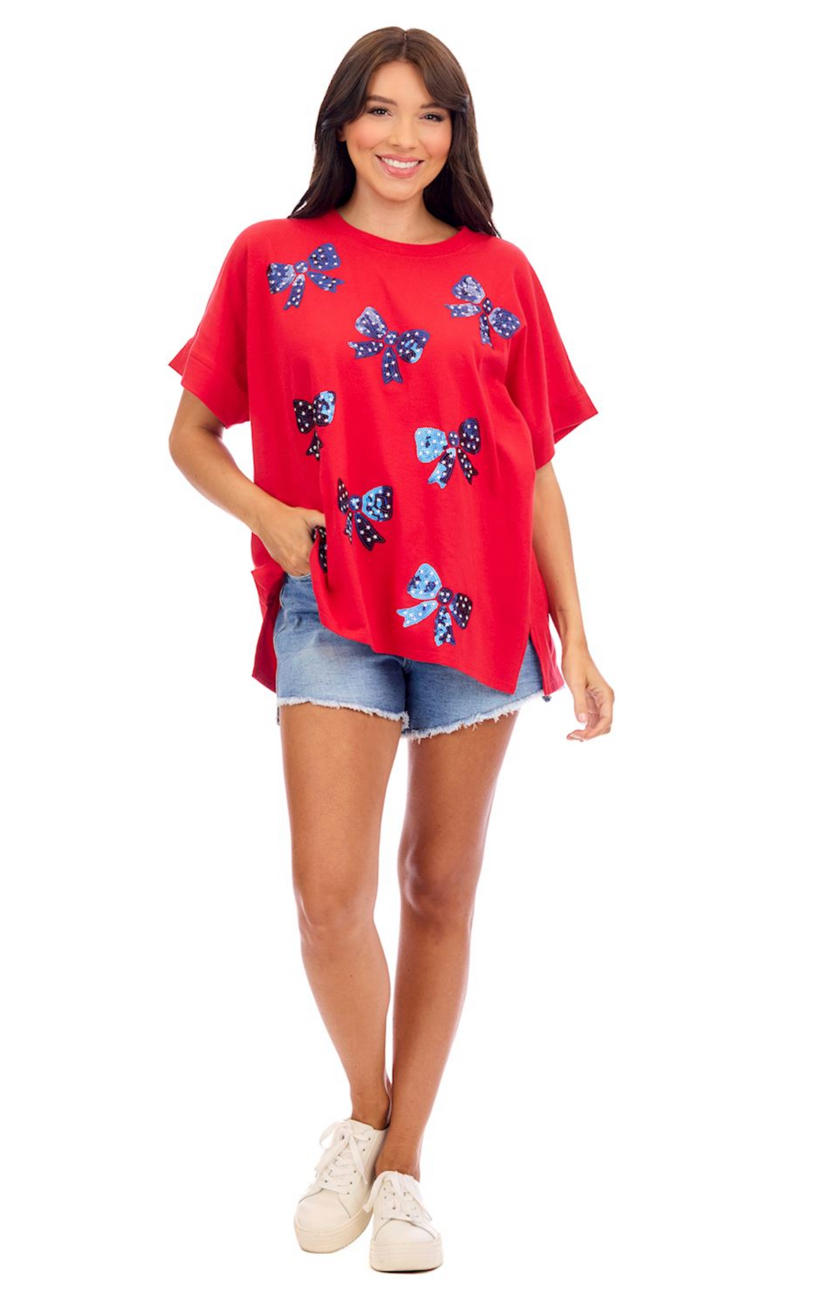 Red Americana Sparkle Top
