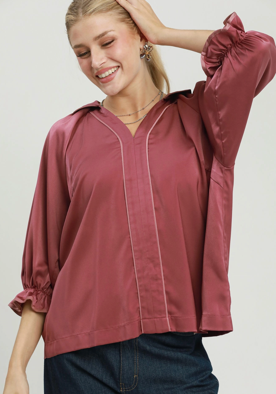 Collared Puff Sleeve Blouse