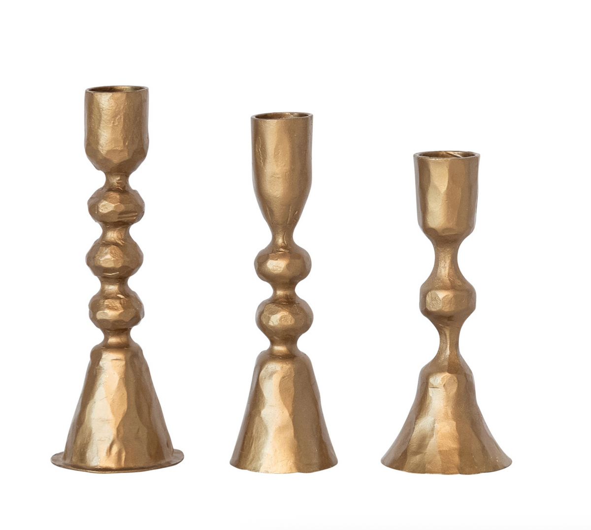 Hand-Forged Cast Iron Taper Holders, Antique Brass Finish, Each Sold Separately