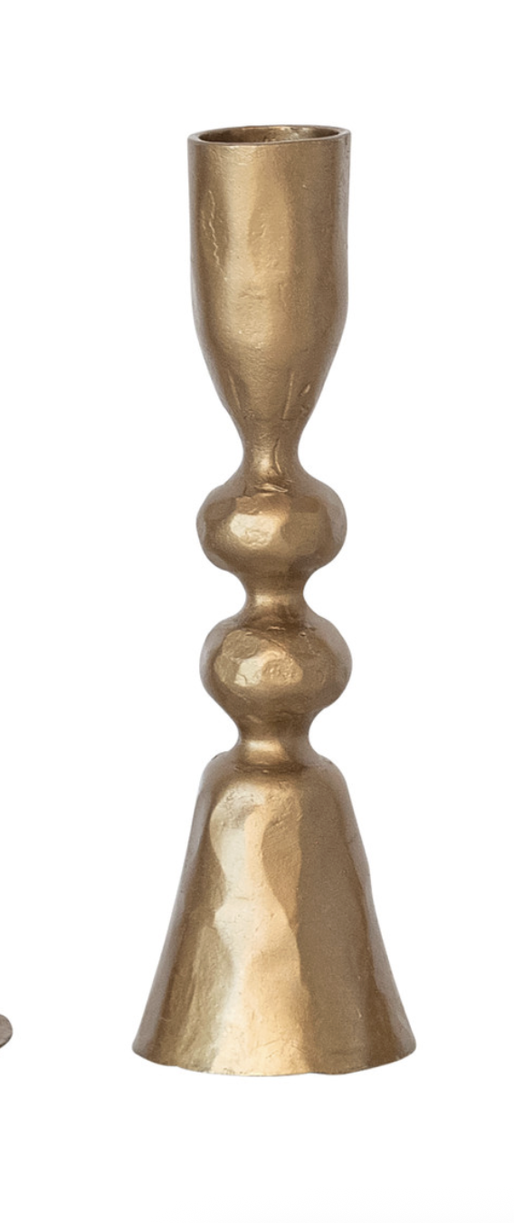 Hand-Forged Cast Iron Taper Holders, Antique Brass Finish, Each Sold Separately