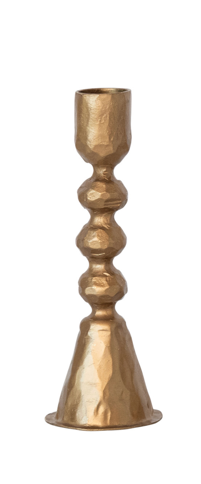 Hand-Forged Cast Iron Taper Holders, Antique Brass Finish, Each Sold Separately