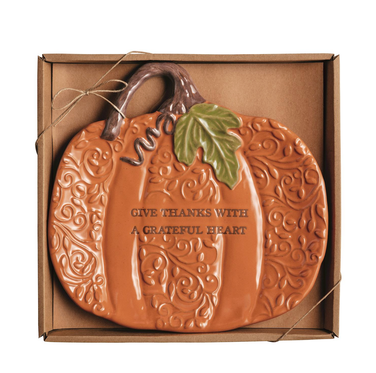 Orange Pumpkin Sentiment Plate