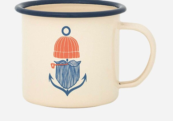 Fisherman Mug, Enamelware, Multi, Tall