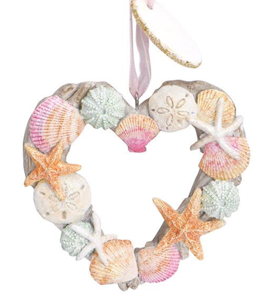 Driftwood and Shells Heart Wreath Ornament
