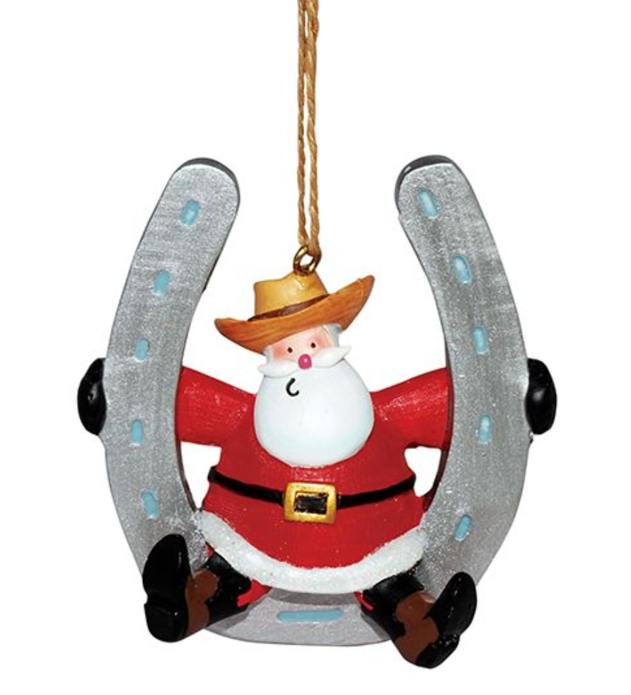Santa Horseshoe Ornament