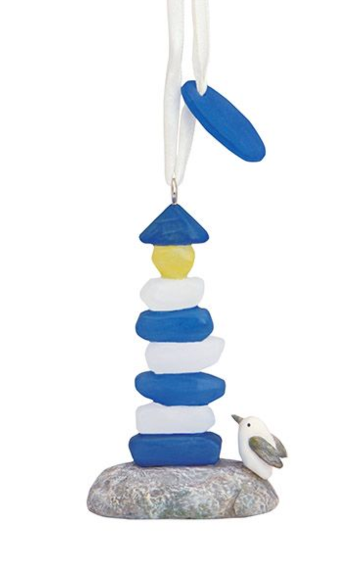 Sea Glass Lighthouse Ornament