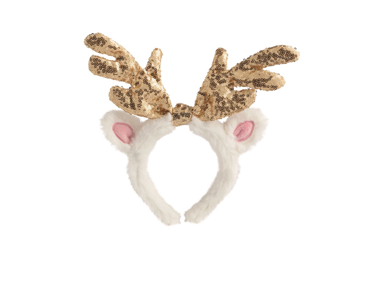 White Sequin Antler Headband