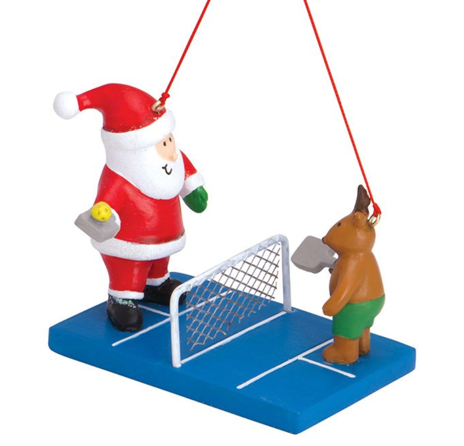 Santa Playing Pickleball With Friend Ornament