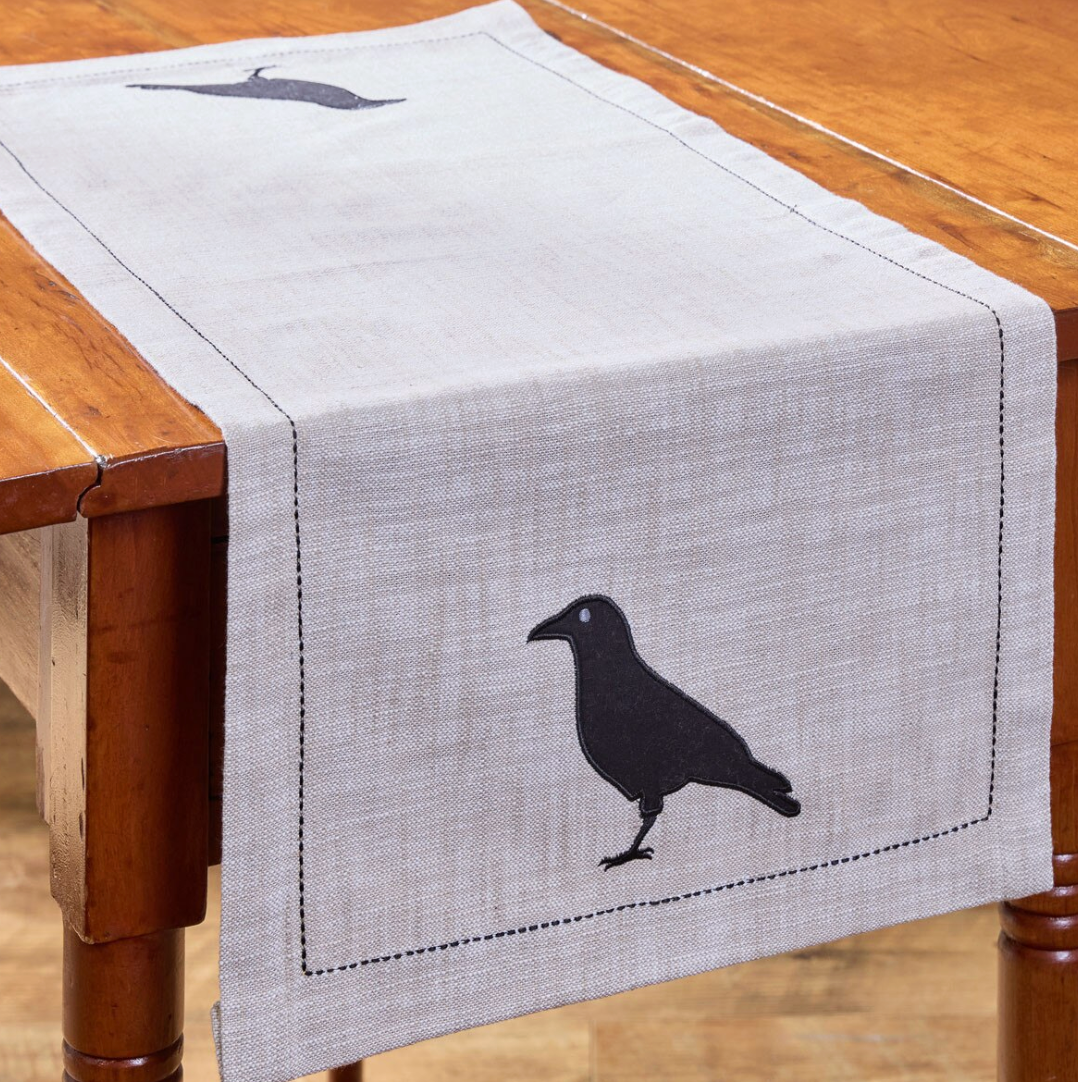 Applique Crow Table Runner 13x36"