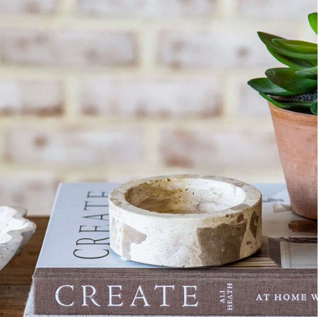 4" BEIGE ROUND MARBLE TRAY