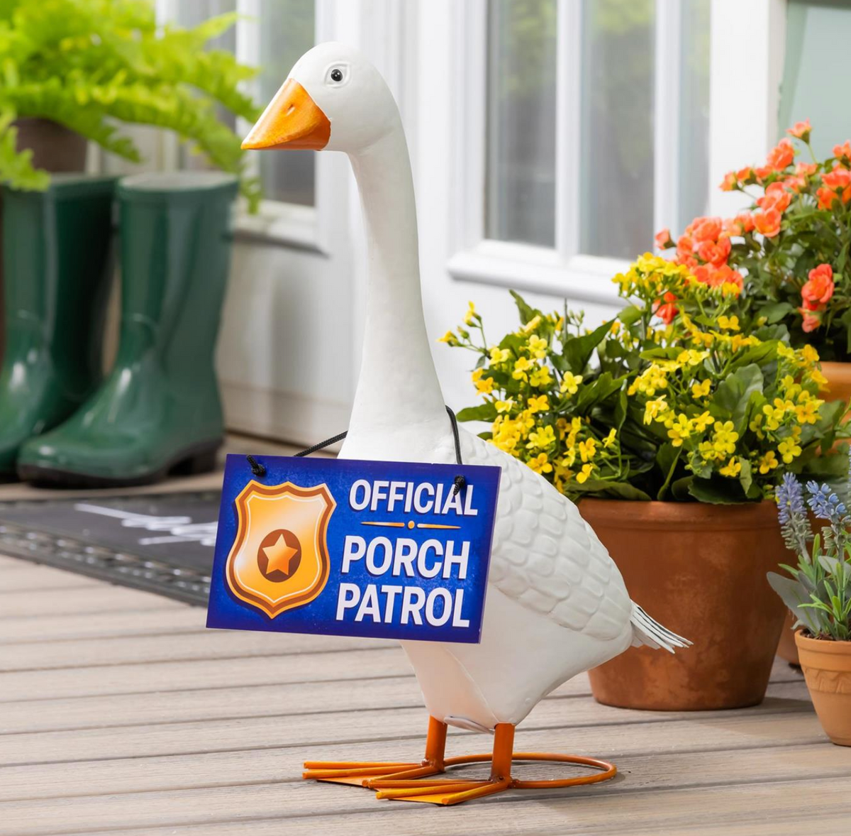 Giddy the Goose Hanging Sign, Official Porch Patrol