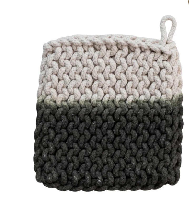 Cotton Crocheted Dip Dyed Pot Holder, 3 Styles