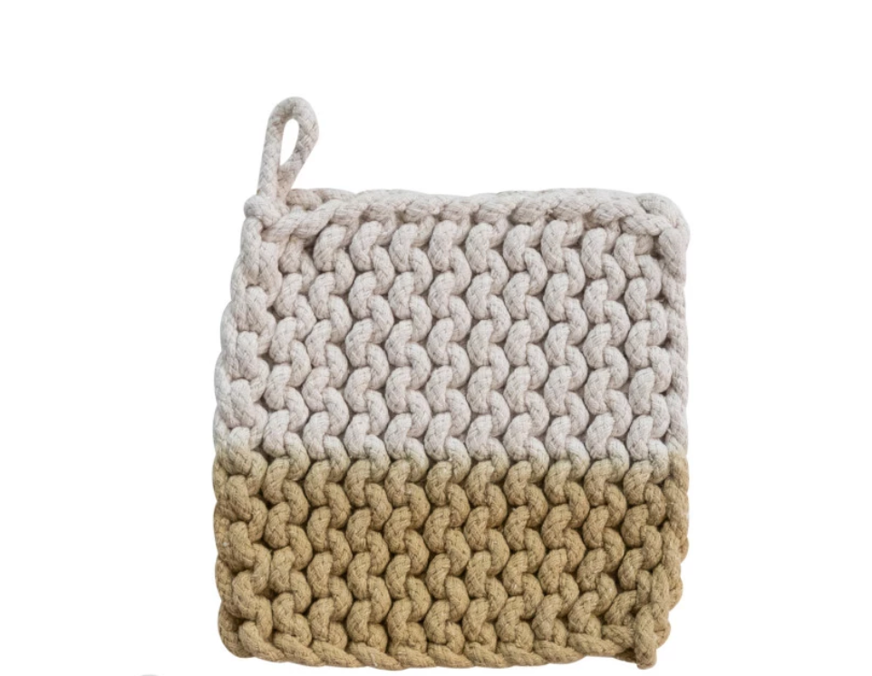 Cotton Crocheted Dip Dyed Pot Holder, 3 Styles