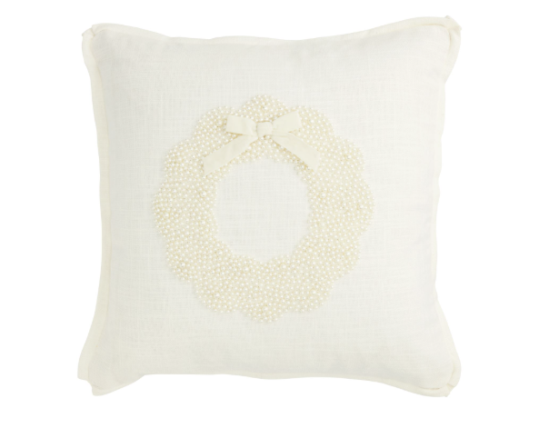 Wreath White Christmas Pearl Pillow