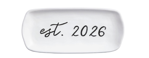 Mr. & Mrs. and Est. 2026 Everything Dishes. Each Sold Separately.