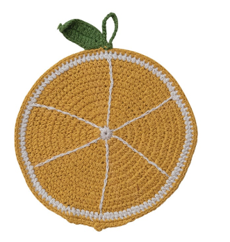 Cotton Crocheted Fruit Shaped Pot Holder, 4 Styles. Each Sold Separately.