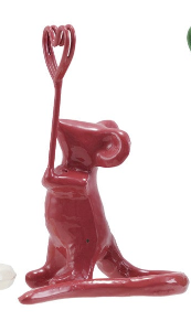 Enameled Cast Iron Mouse Holding Heart Shaped Place Card/Photo Holder, 4 Colors. Each Sold Separately. .