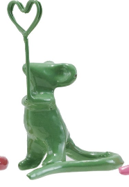 Enameled Cast Iron Mouse Holding Heart Shaped Place Card/Photo Holder, 4 Colors. Each Sold Separately. .