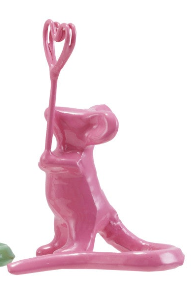 Enameled Cast Iron Mouse Holding Heart Shaped Place Card/Photo Holder, 4 Colors. Each Sold Separately. .