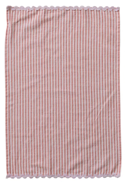 Woven Cotton Striped Tea Towel with Ric Rac Trim, 4 Colors. Each Sold Separately.