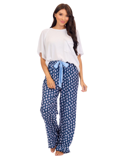 Navy Floral Pajama Pants