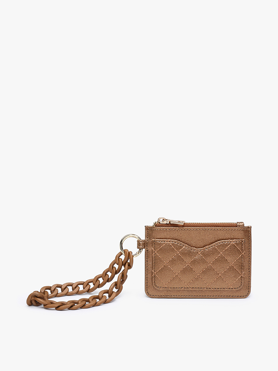 Rhodes Quilted Wallet with Chain Bangle - Copper Brown