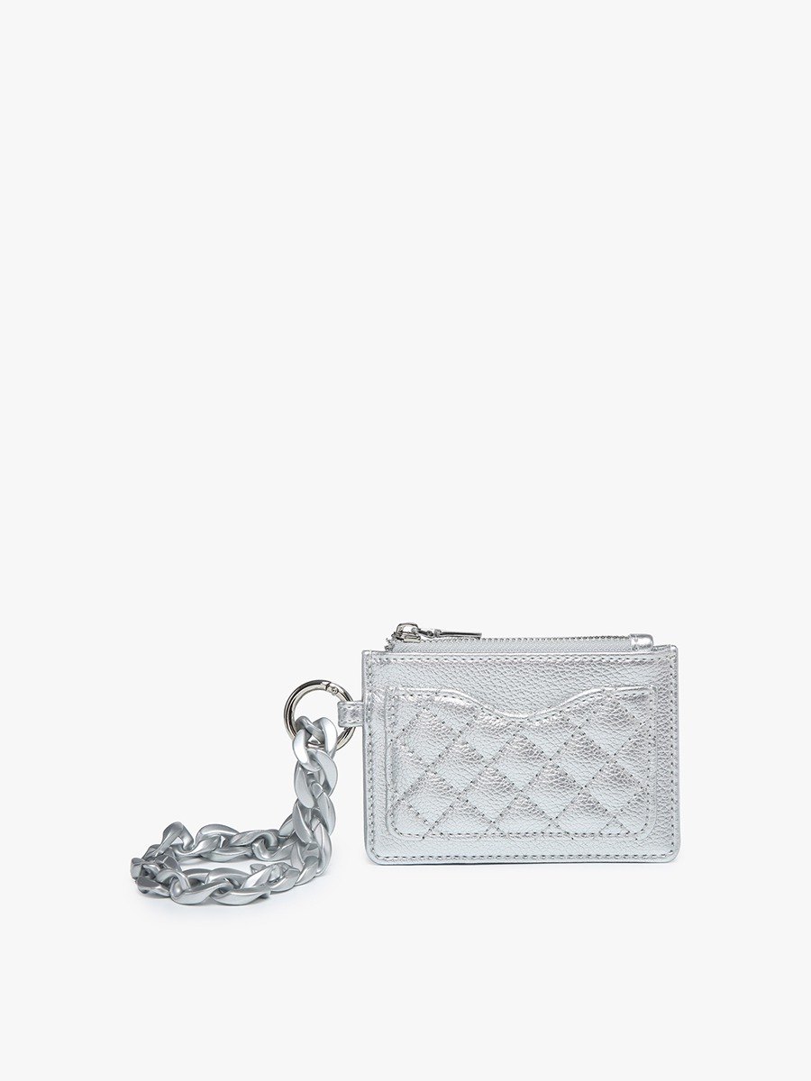 Rhodes Quilted Wallet with Chain Bangle - Silver