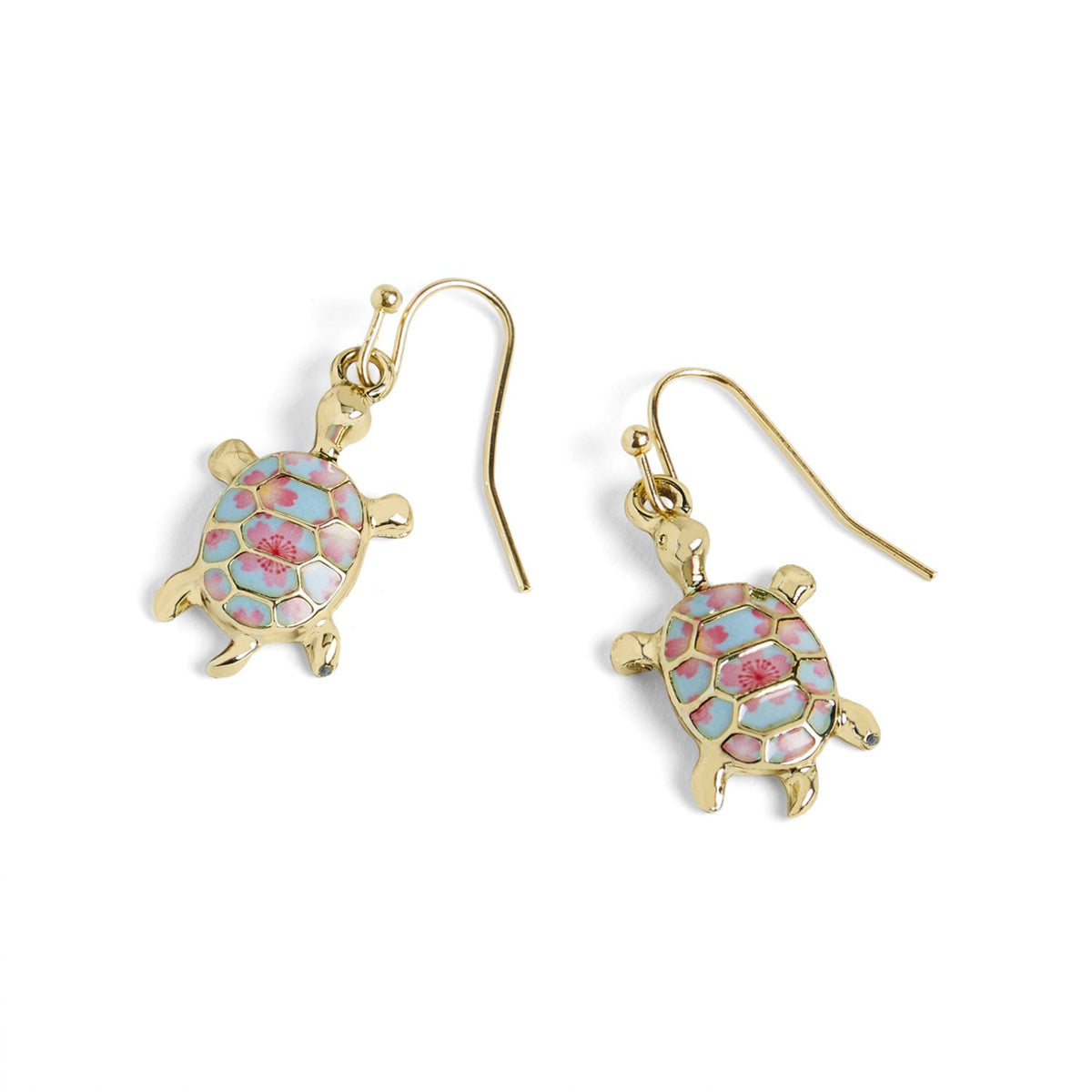 Whispers Floral Enamel Turtle Dangle Earrings