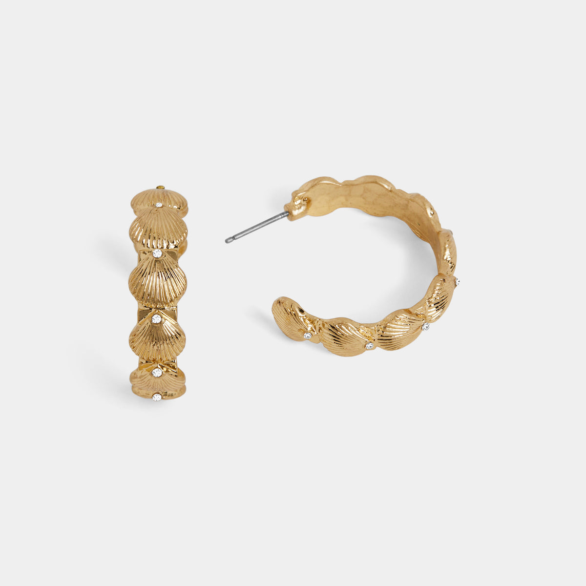 Whispers Shell Embellished Gold Hoop Earrings