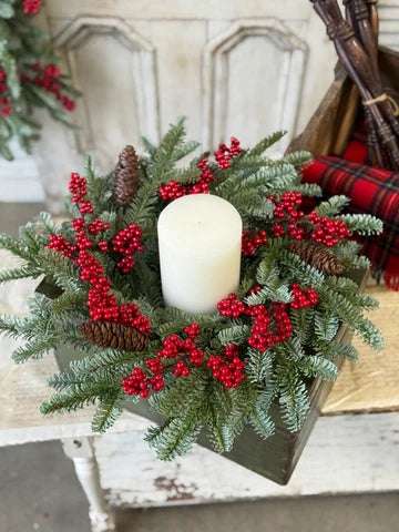 7" Scarletton Spruce Candle Ring