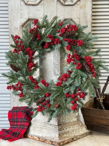 24" Scarletton Spruce Wreath