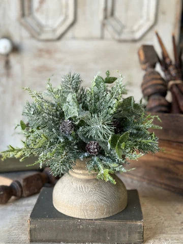 11" Snowy Cedarcone Half Sphere