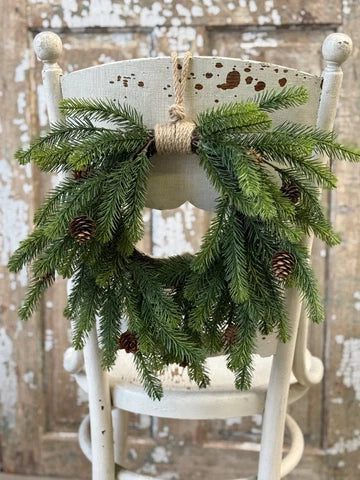 16" Angel Pine Hanging Wreath