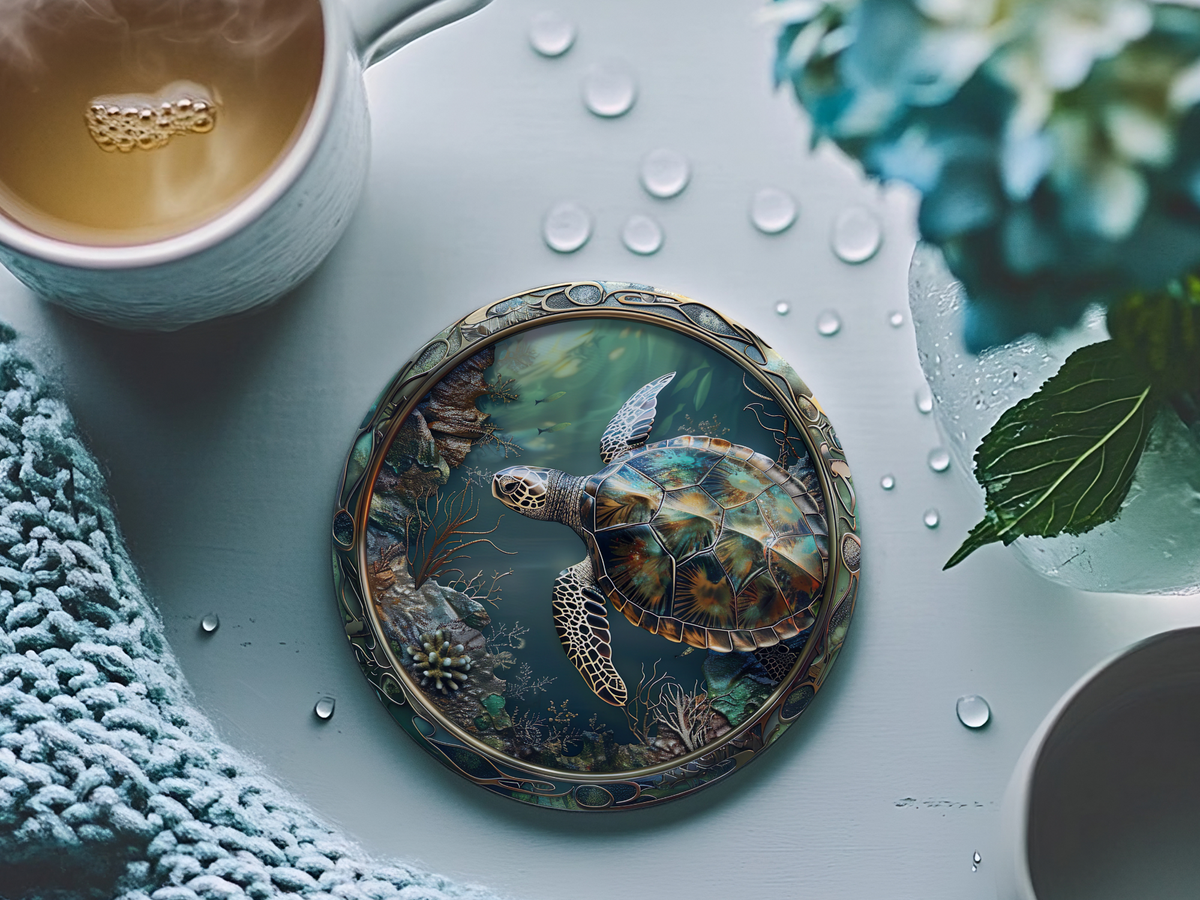 Turtle Coaster, Flat Surface Coaster, Nature-Inspired Home