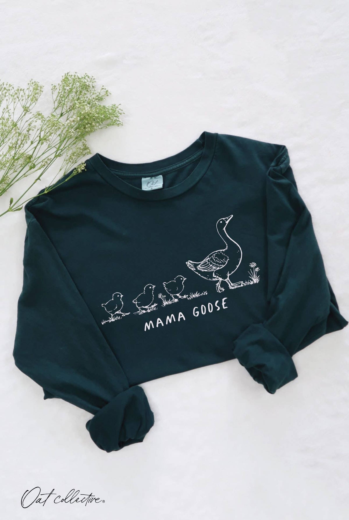 MAMA GOOSE Mineral Washed  Graphic Tee Long Sleeve.