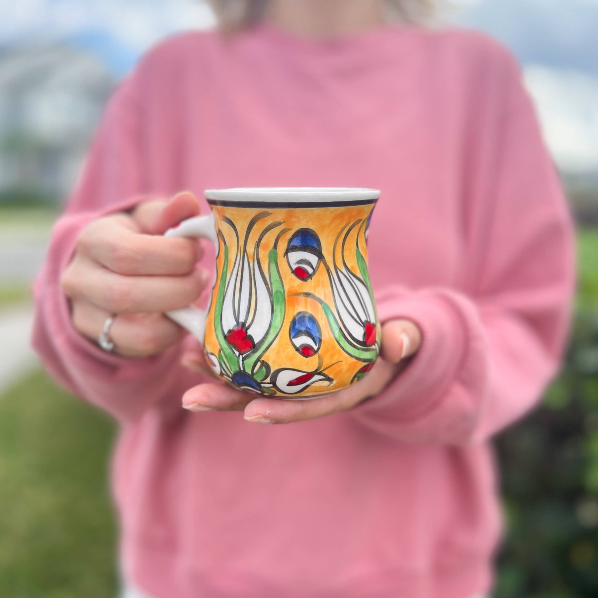 Hand Painted Ceramic Mugs, Coffee Mugs, Floral Handmade Mug