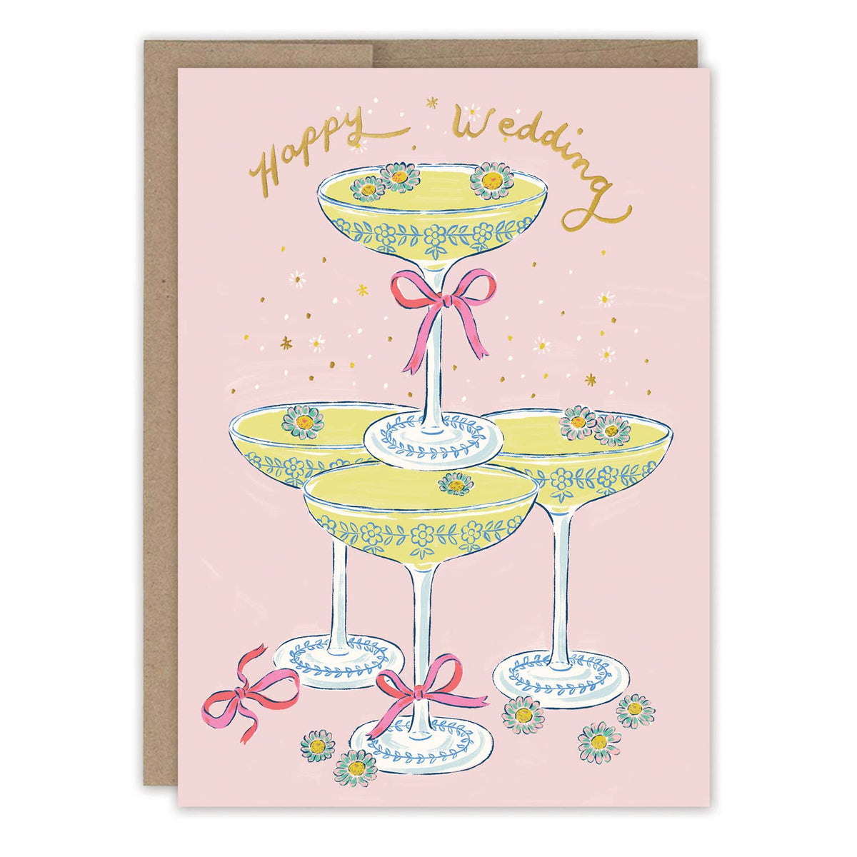 Champagne Tower Happy Wedding Card