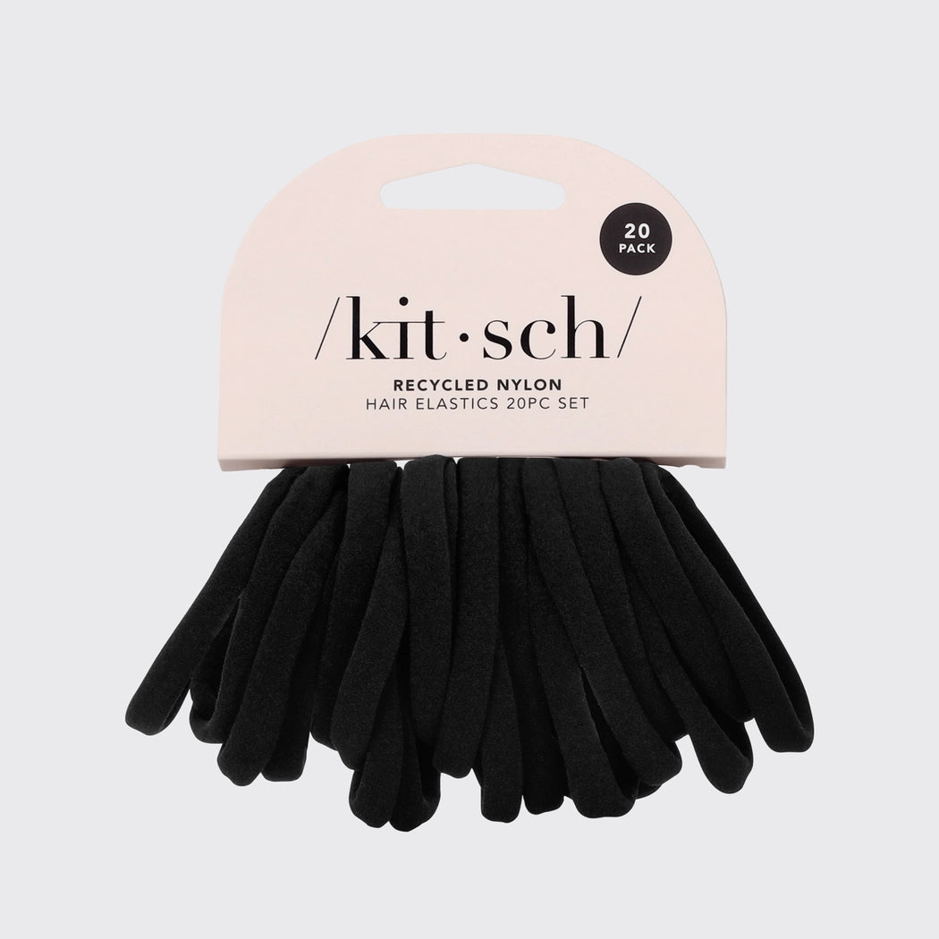 Eco-Friendly Black 20 Piece Nylon Hair Elastics