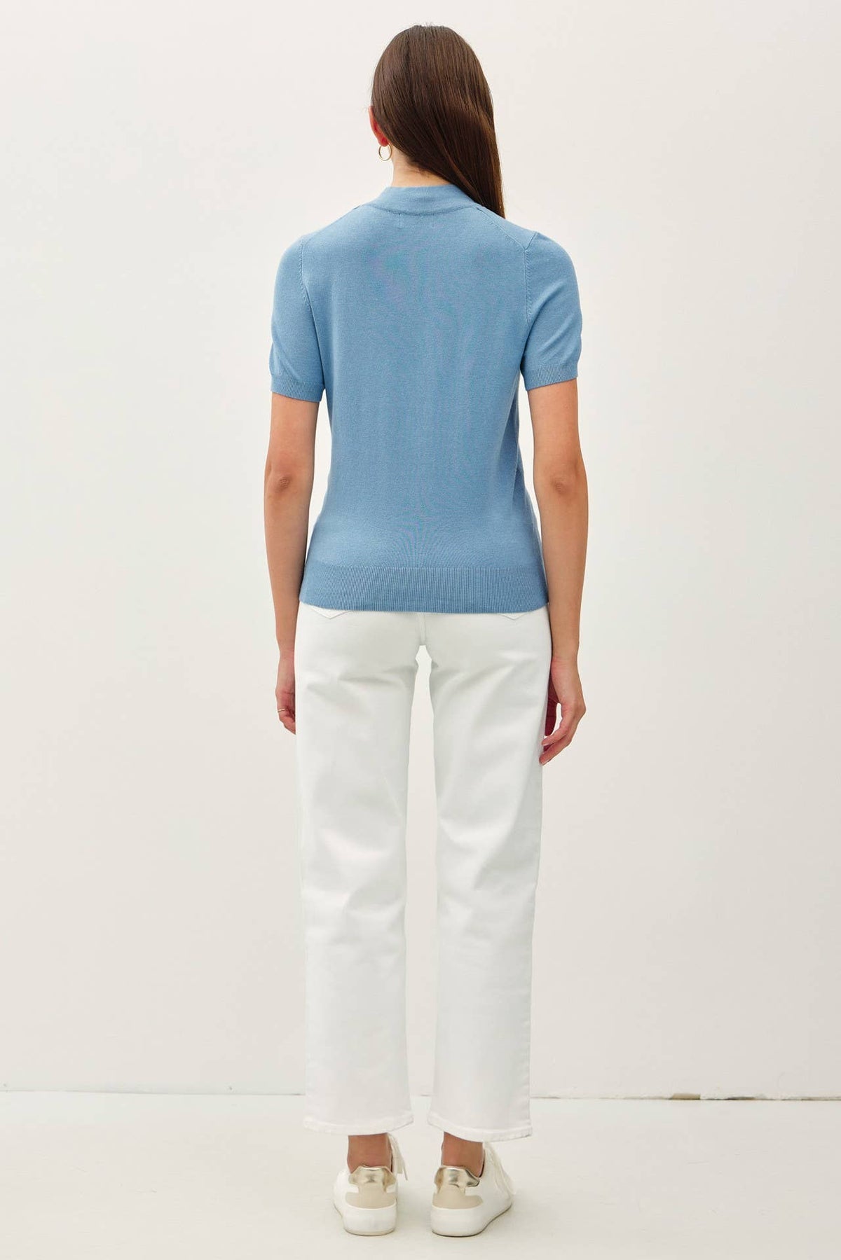 SHORT SLEEVE MOCK NECK SWEATER