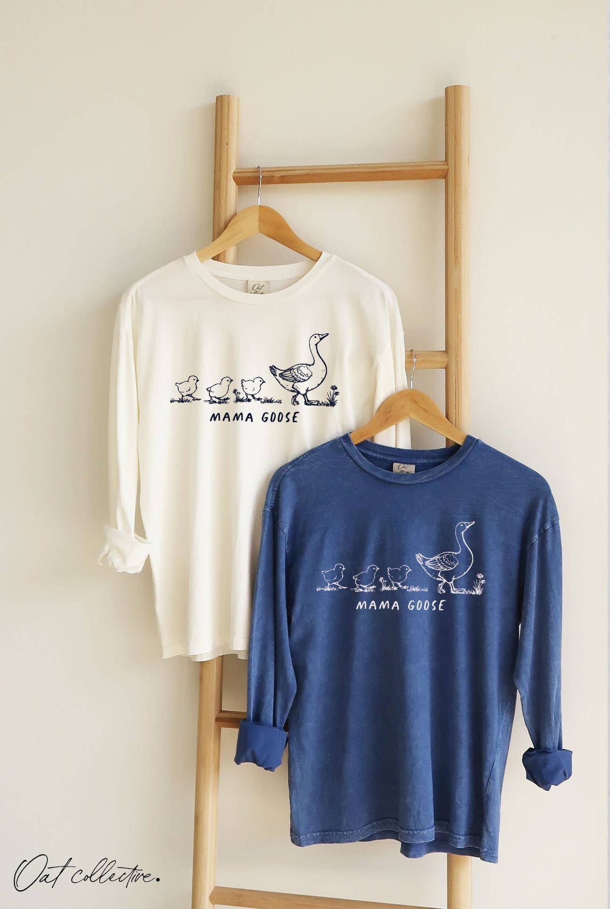 MAMA GOOSE Mineral Washed  Graphic Tee Long Sleeve.