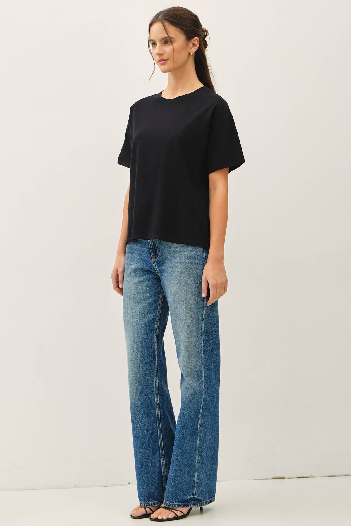 COTTON JERSEY OVERSIZED CROP T-SHIRTS