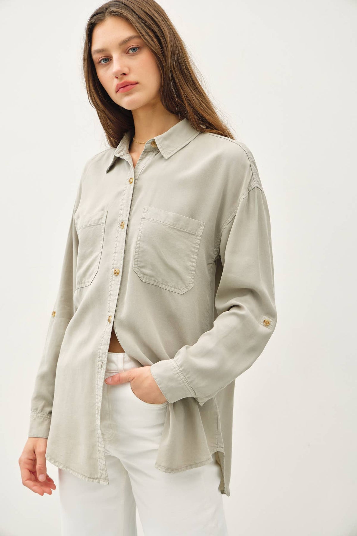 SOFT-WASHED TENCEL OVERSIZED SHIRT