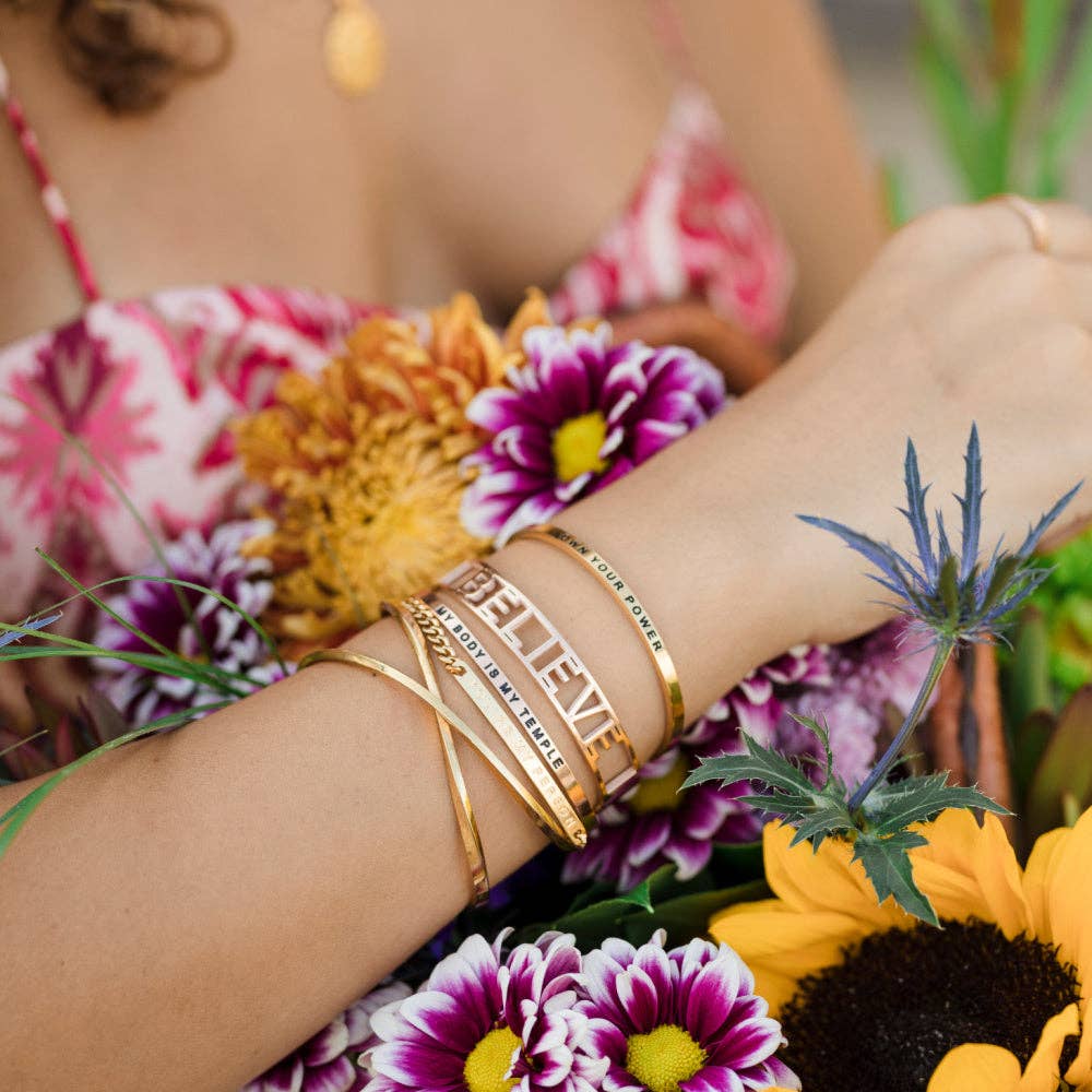 Keep Going, Never Give Up - inspirational mantra® cuff