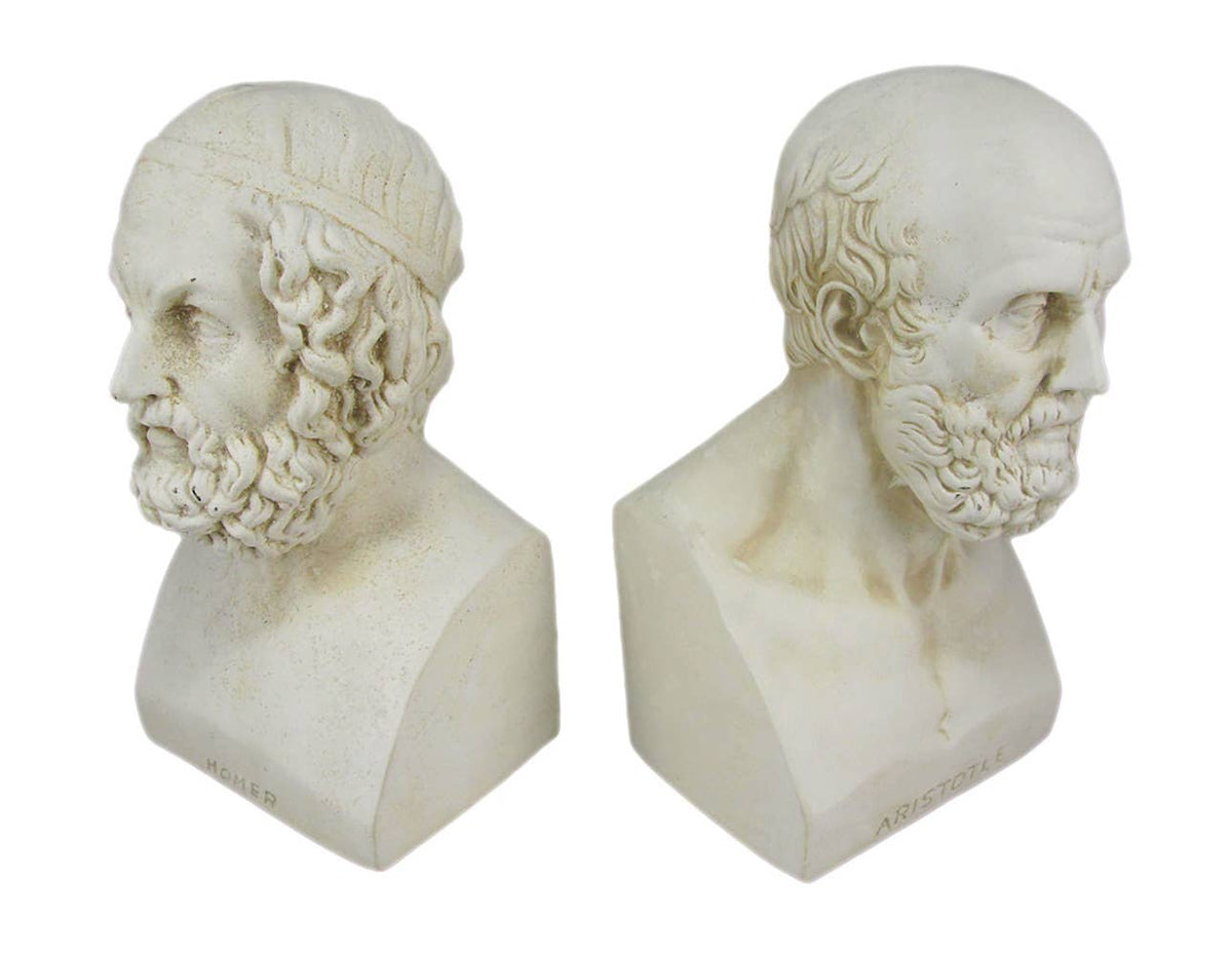 Aristotle and Homer Bust Antique White Plaster Bookends