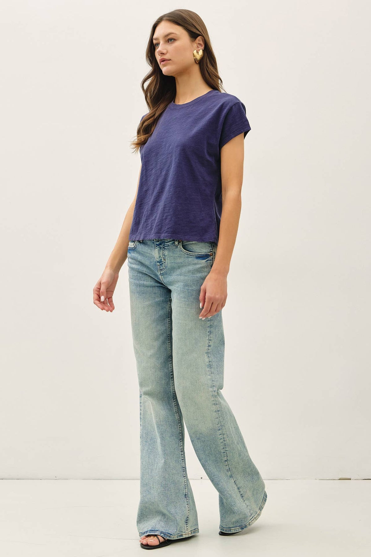GARMENT DYE COTTON SLUB SLIM FIT CREWNECK BABY TEE