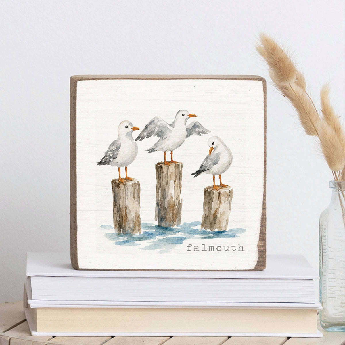 Gull Trio Personalized Block Sign | Coastal Decor