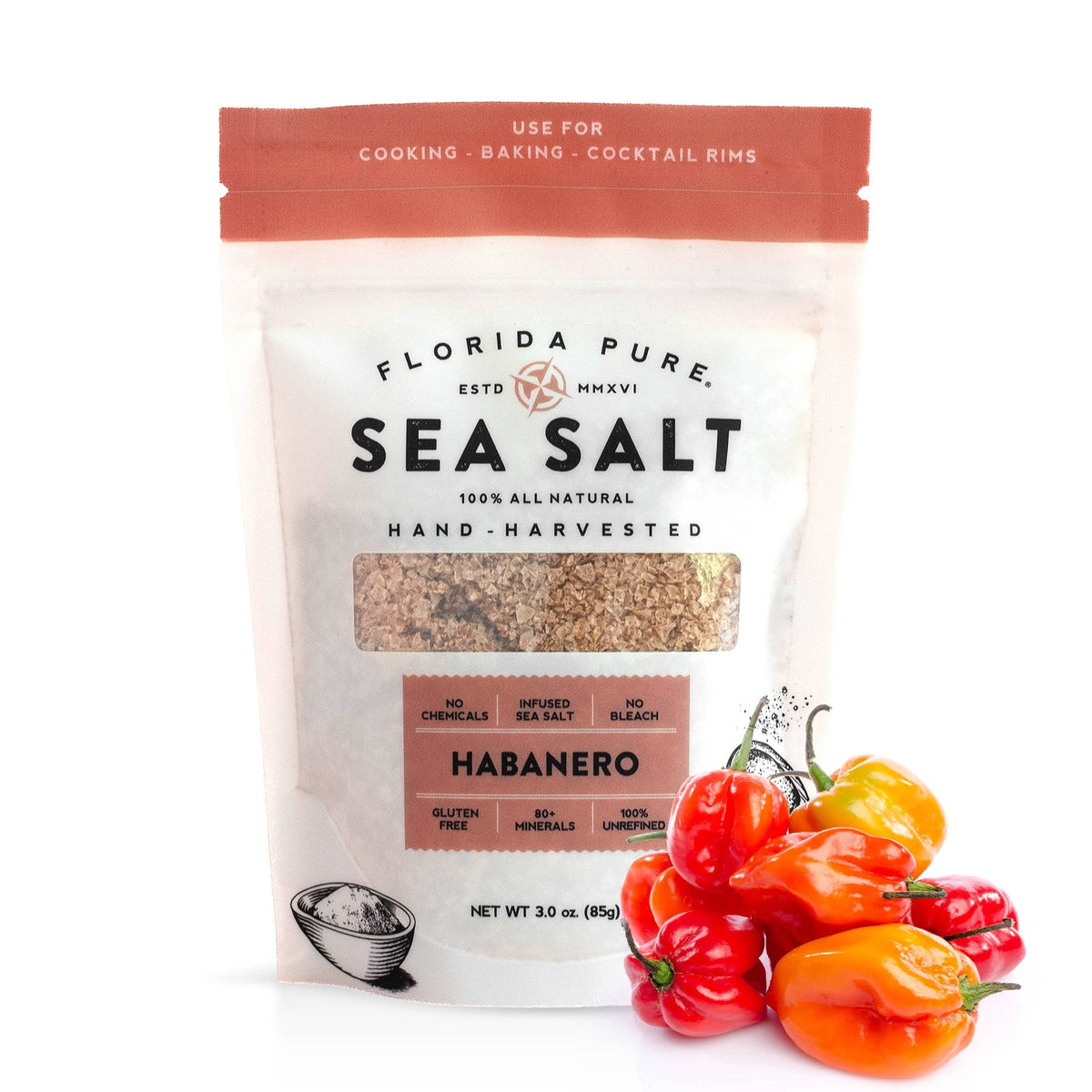 Habanero Sea Salt Pouch (Flaked Sea Salt)- 3oz.